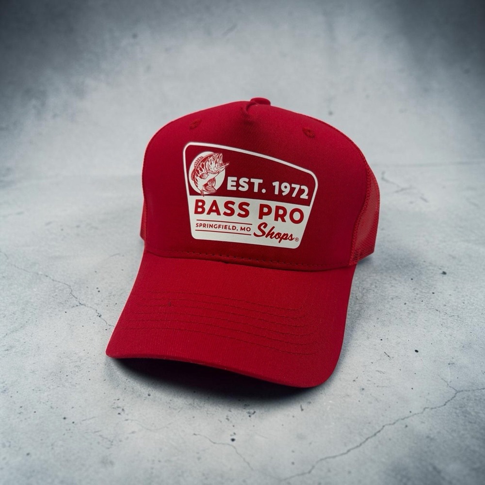 Bass Pro Shops Mesh Snapback Trucker Hat O/S Red